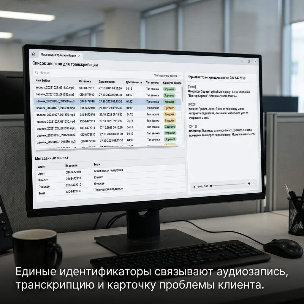 Массовая транскрибация записей звонков