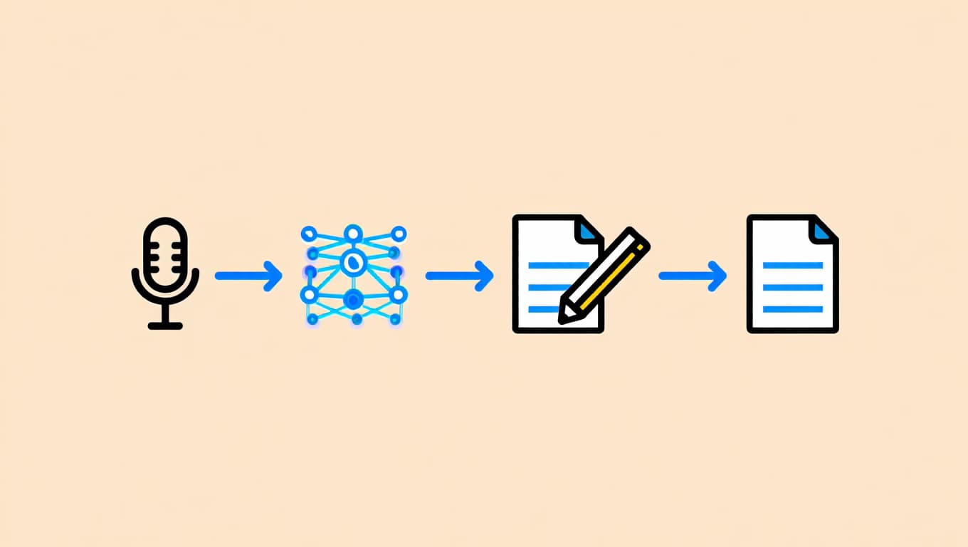 Схема процесса транскрибации: от записи до готового текста