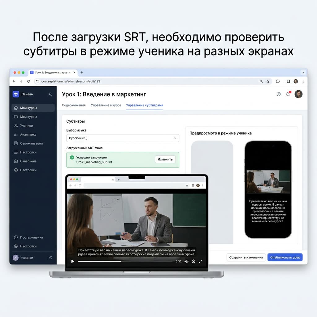 Проверка файла SRT при ошибке загрузки на платформу
