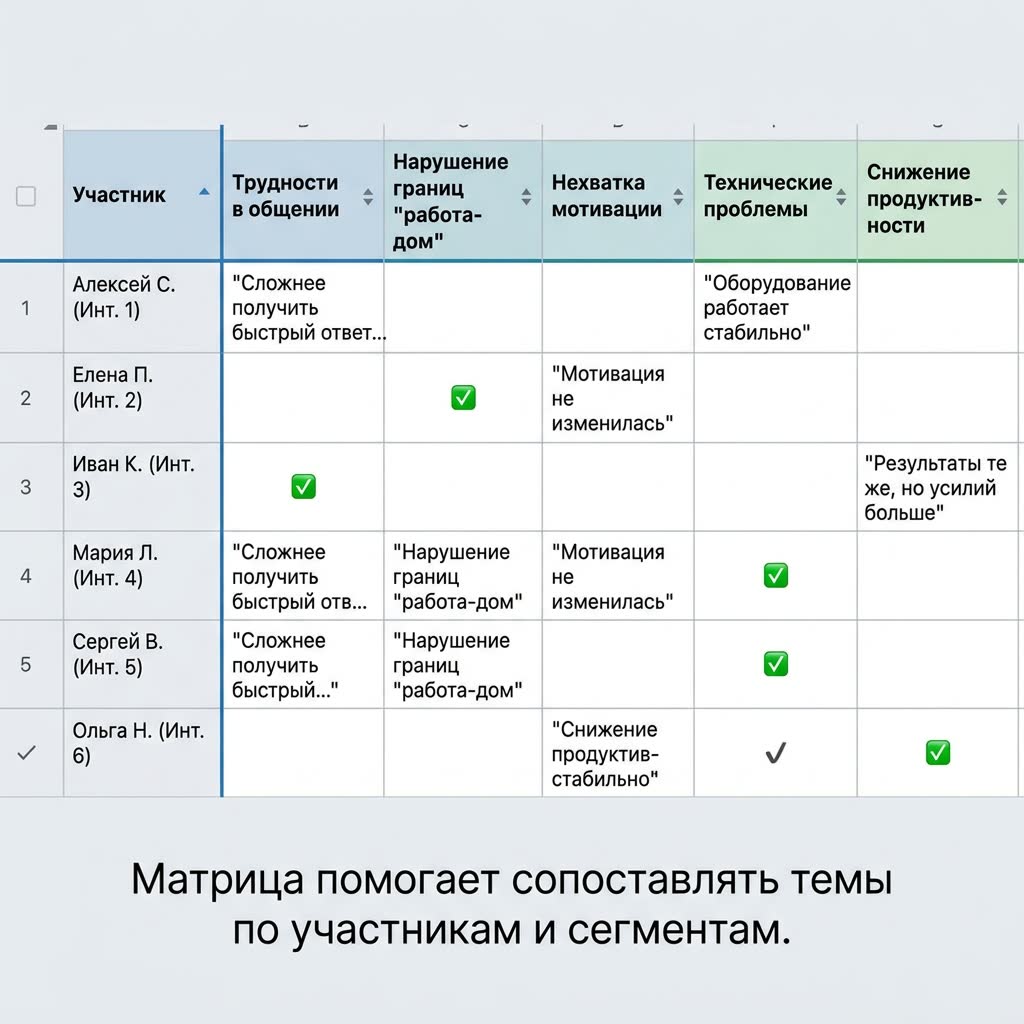 Проверка тем анализа по исходным данным интервью