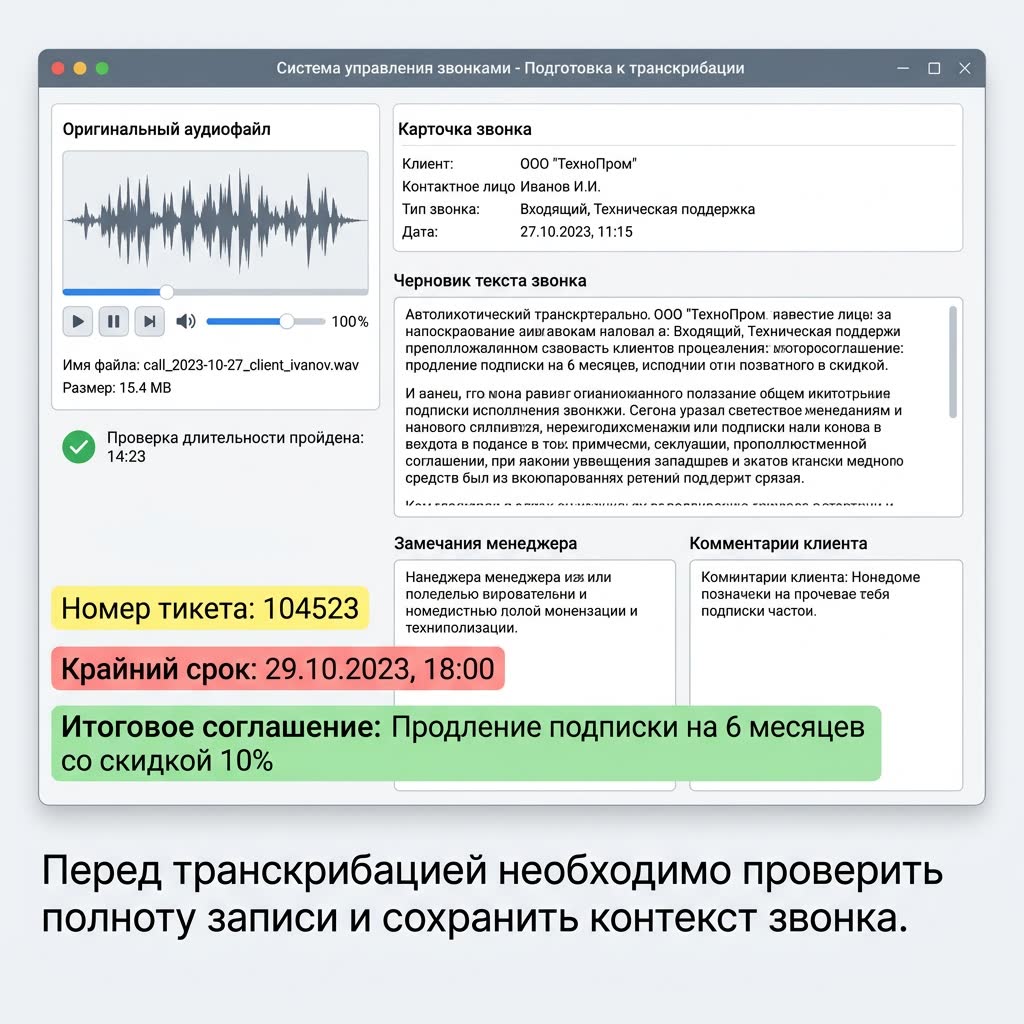 Редактирование расшифровки после завершения распознавания
