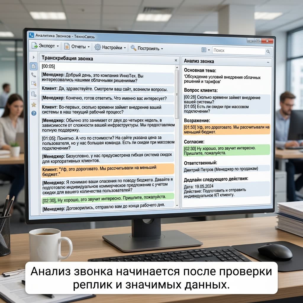 Договорённости и следующие действия по итогам звонка