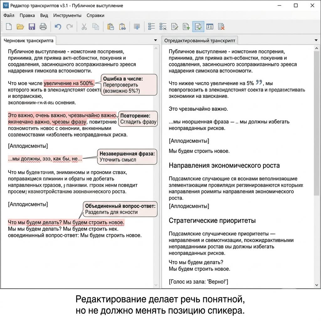 Подготовка текста стенограммы к финальной проверке