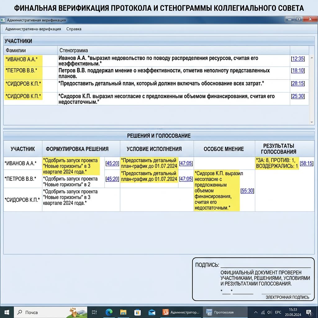 Типичные ошибки при расшифровке заседания совета