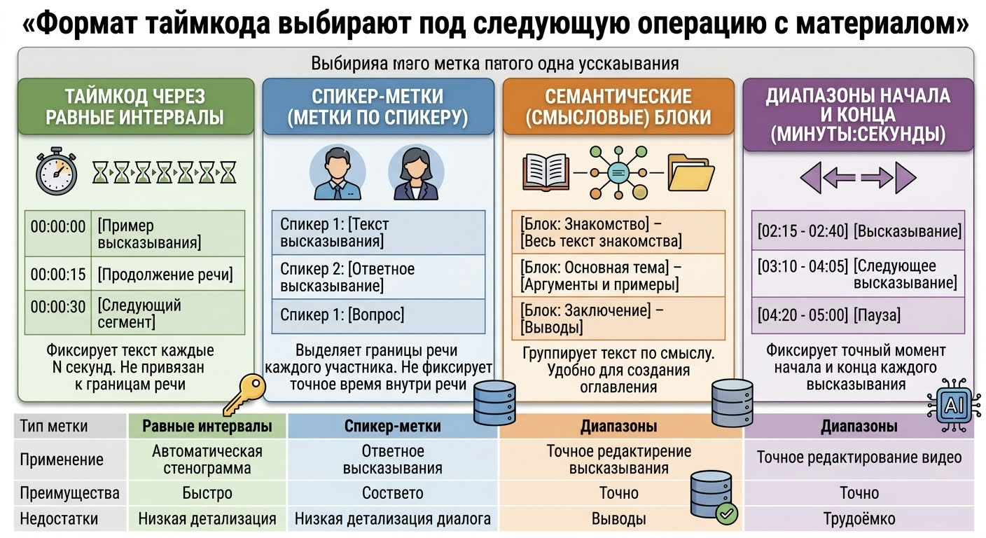 Форматы таймкодов под задачи монтажа и проверки цитат