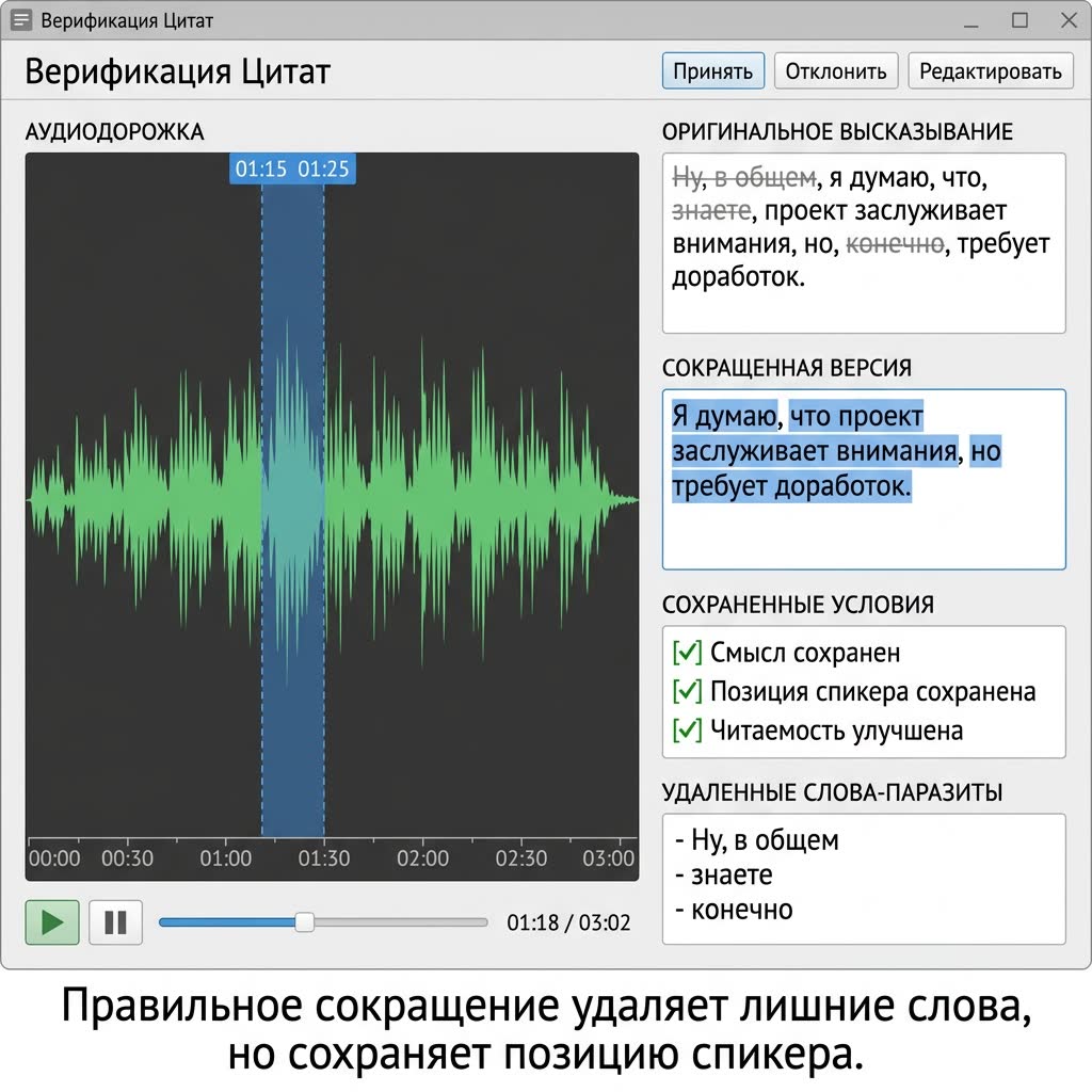Статусы цитат при проверке транскрипта