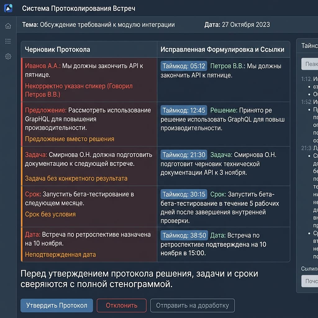 Ошибка: сокращение протокола без проверки по записи